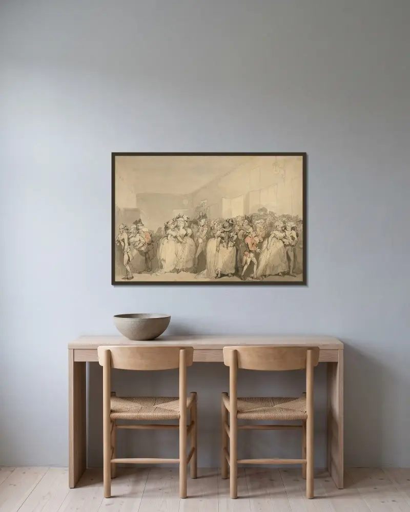Box-Lobby Loungers av Thomas Rowlandson inramad på en vägg