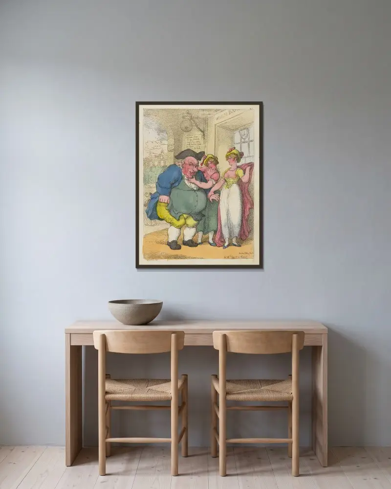 Att fånga en elefant av Thomas Rowlandson inramad på en vägg