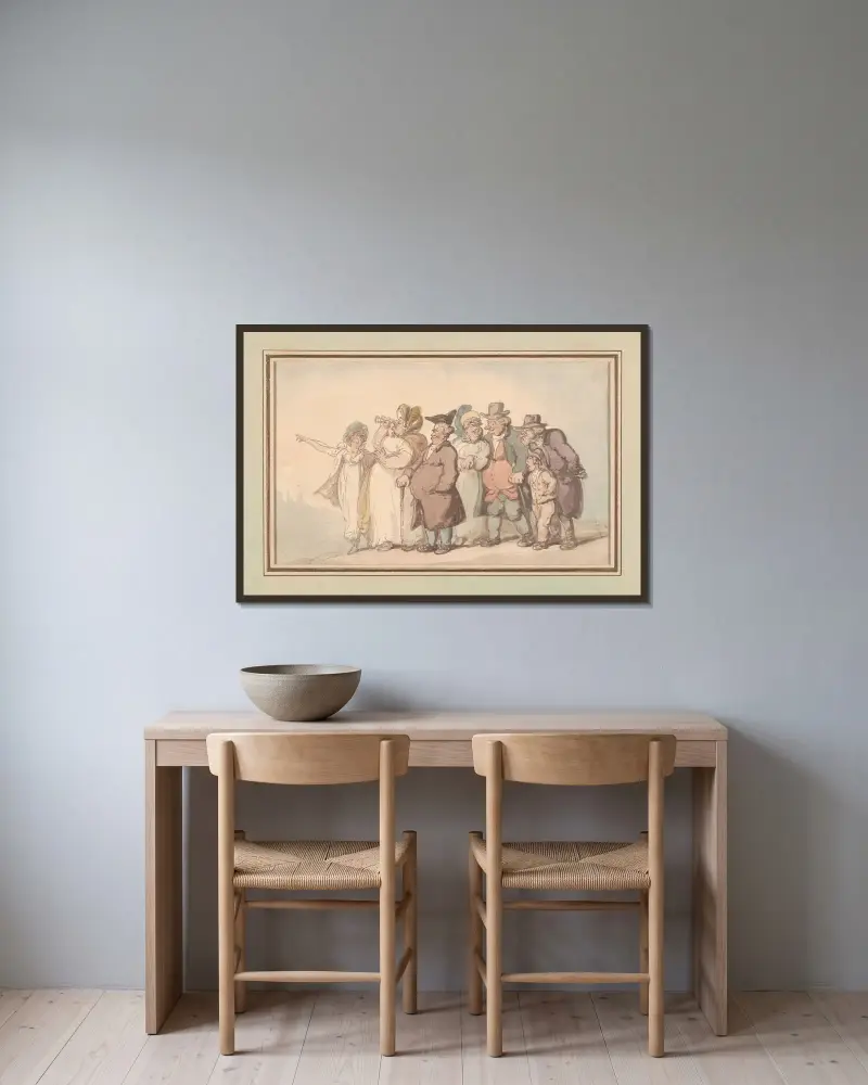 Medborgare på landet av Thomas Rowlandson inramad på en vägg