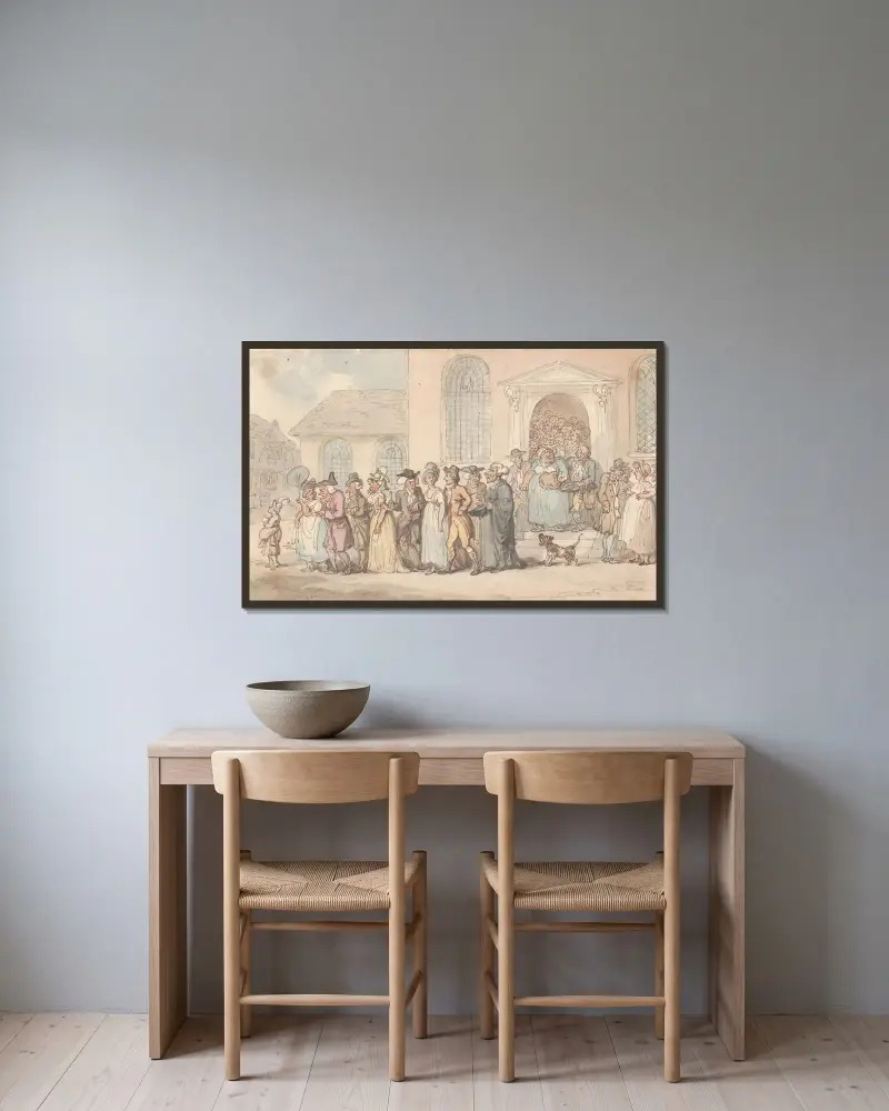 På väg från kyrkan av Thomas Rowlandson inramad på en vägg