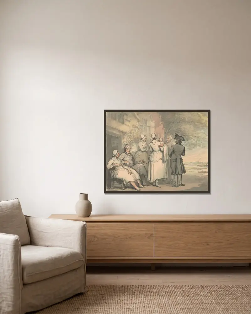 Dräkter från Holland av Thomas Rowlandson inramad på en vägg