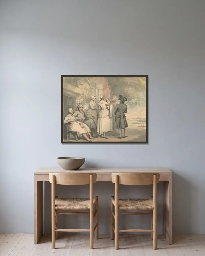 Dräkter från Holland av Thomas Rowlandson inramad på en vägg