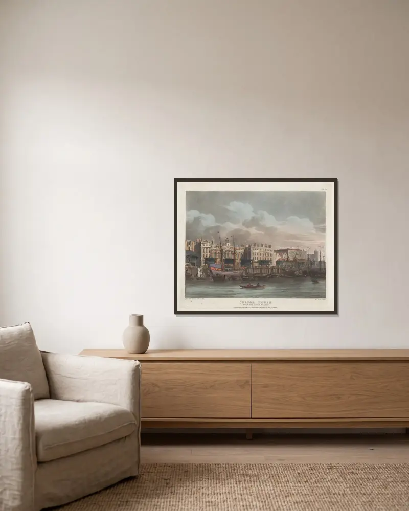 Custom House von Thomas Rowlandson gerahmt an einer Wand