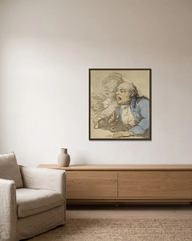 Dice players av Thomas Rowlandson inramad på en vägg