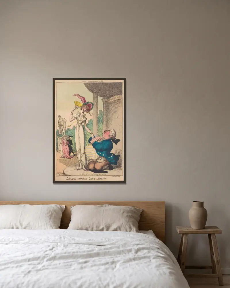 Dropsy courting Consumption av Thomas Rowlandson inramad på en vägg