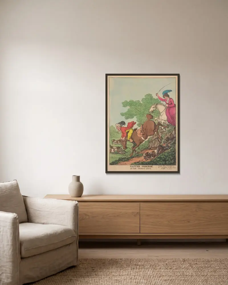 Annandag påsk. Eller Cockneyjakten av Thomas Rowlandson inramad på en vägg
