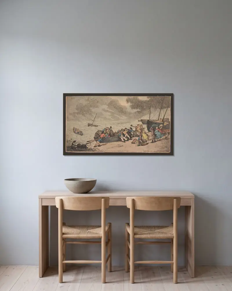 Avresa från Brighthelmstone till Dieppe av Thomas Rowlandson inramad på en vägg