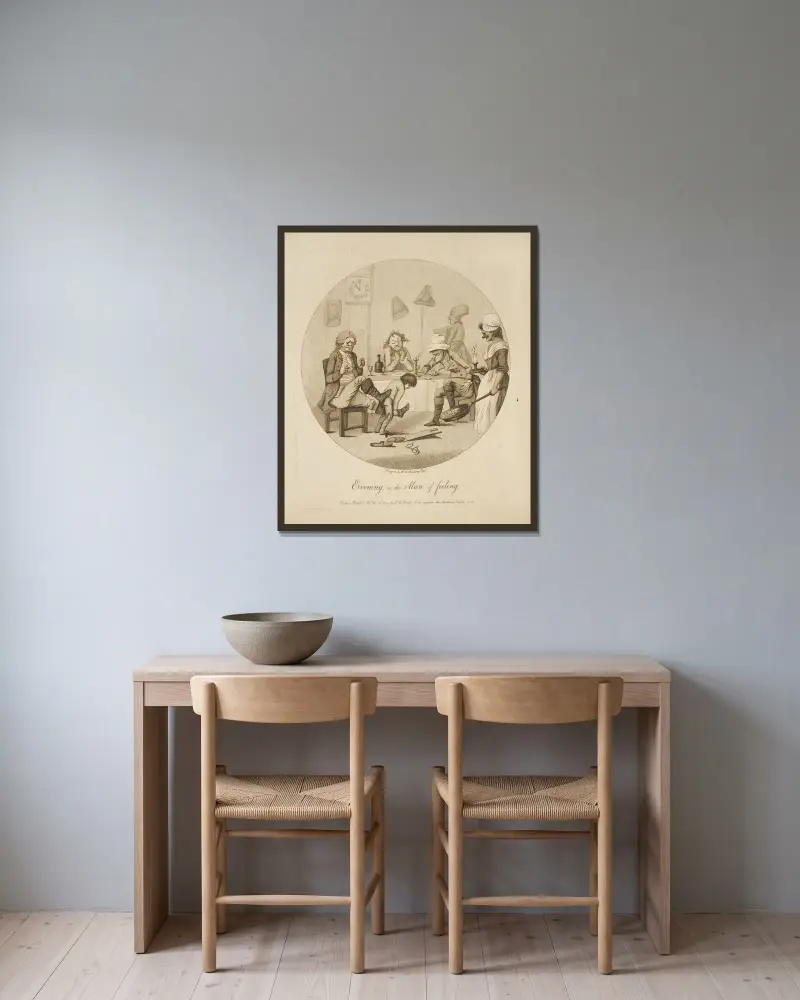 Kväll, eller den känslosamme mannen av Thomas Rowlandson inramad på en vägg
