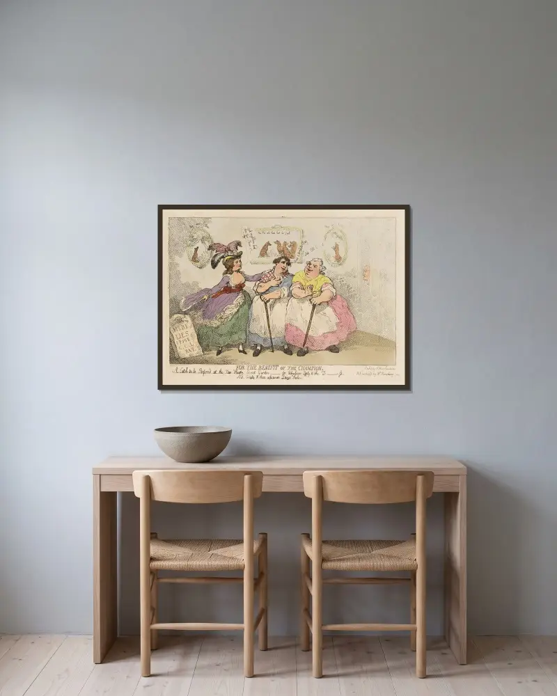 För kämpen till fromma av Thomas Rowlandson inramad på en vägg