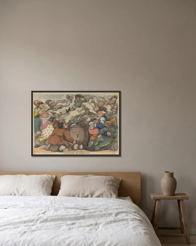 Funcking the Corsican, Thomas Rowlandson w ramie na ścianie