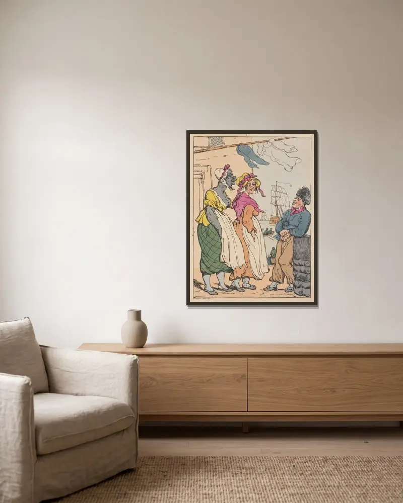 Jack Tar admiring the fair sex av Thomas Rowlandson inramad på en vägg