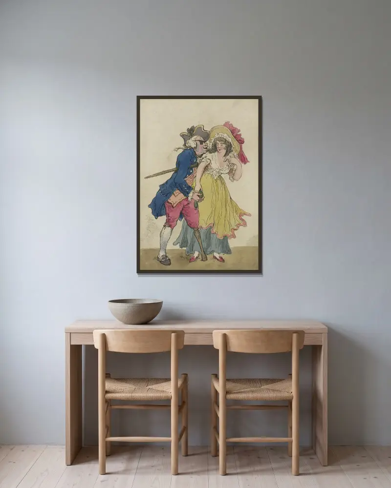 Frikostighet och begär av Thomas Rowlandson inramad på en vägg