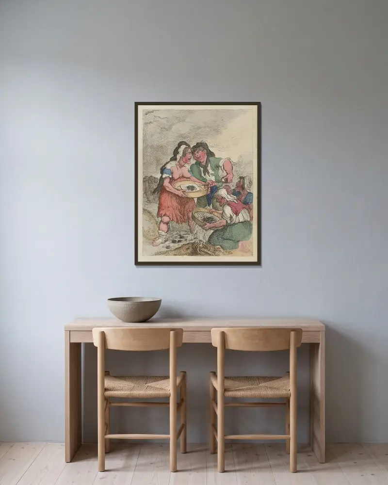 Kärlek och damm av Thomas Rowlandson inramad på en vägg