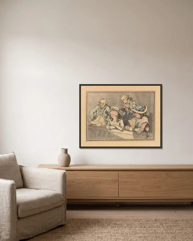 Opera box med två par av Thomas Rowlandson inramad på en vägg