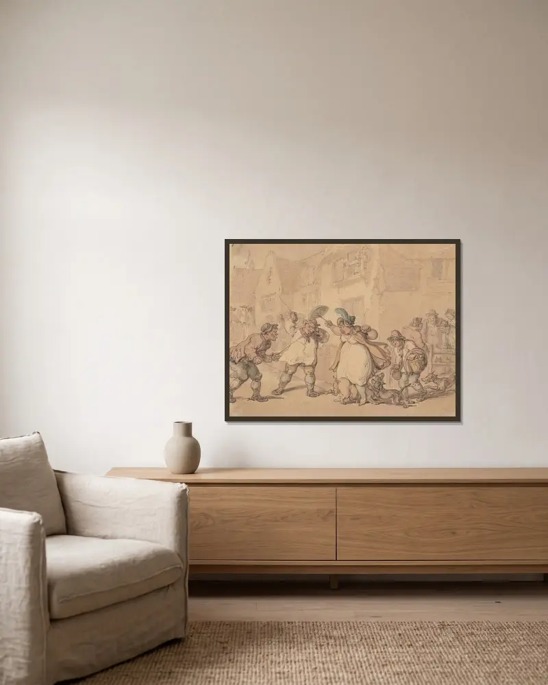 Gris i en säck av Thomas Rowlandson inramad på en vägg