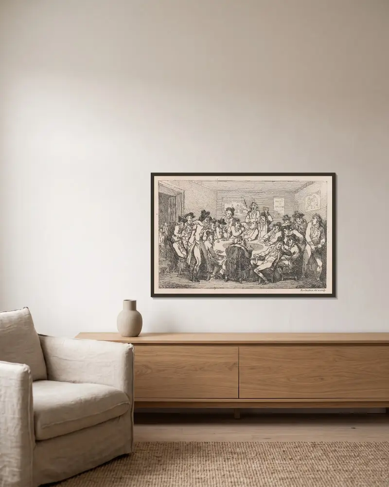 Rod; Random besucht einen Spieltisch von Thomas Rowlandson gerahmt an einer Wand