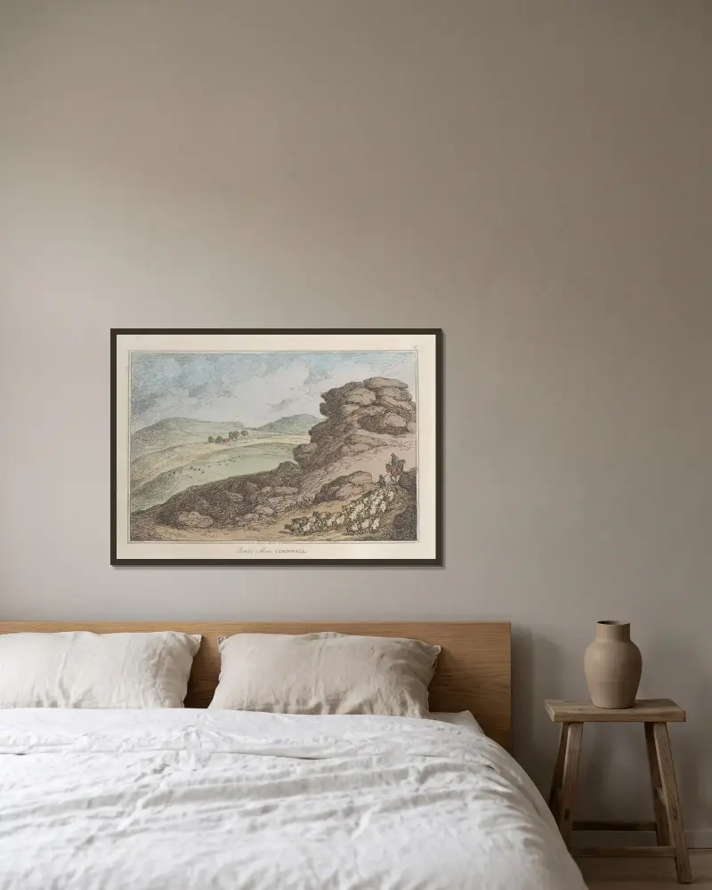 Rouler Moor, Cornwall av Thomas Rowlandson inramad på en vägg