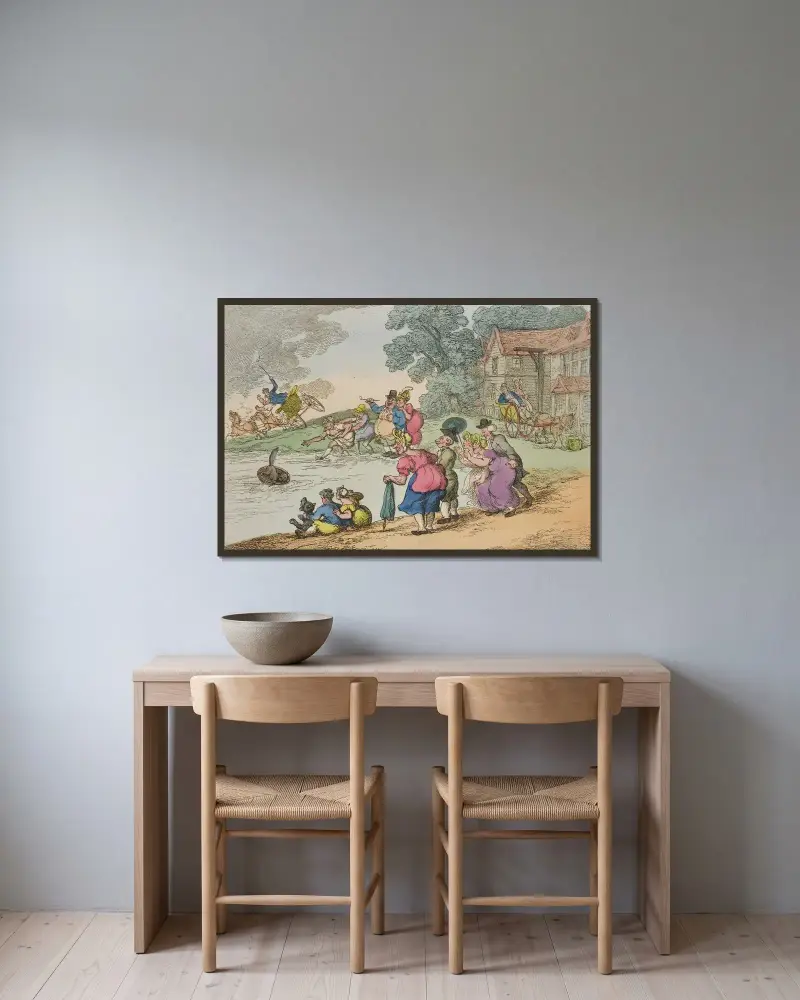 Wiejskie rozrywki. Kot w misce. Nr 1, Thomas Rowlandson w ramie na ścianie