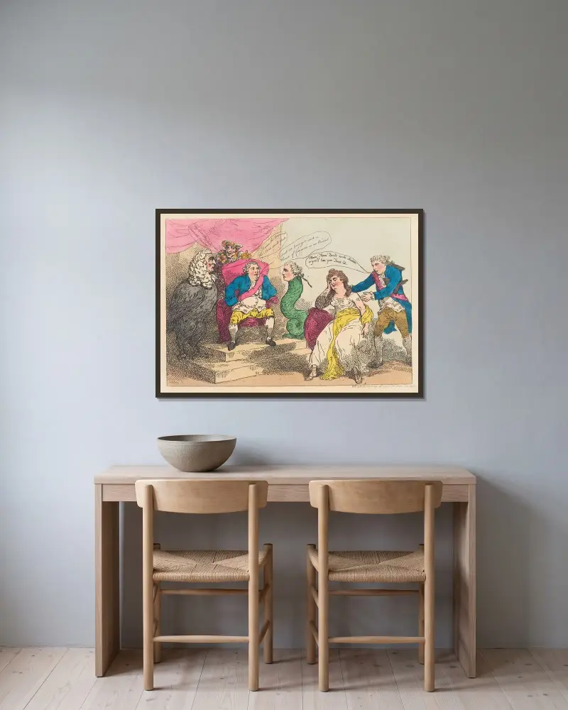 Hemlig påverkan, leder den nya P.L.T. av Thomas Rowlandson inramad på en vägg