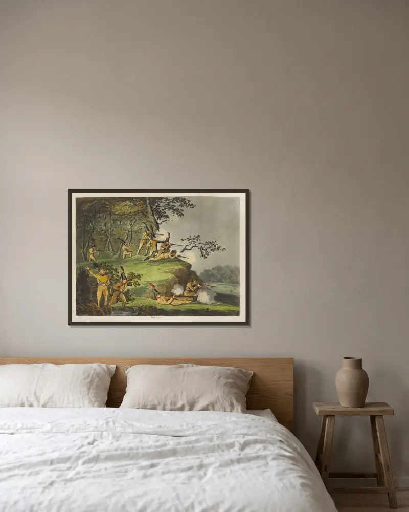 Skarpskyttar i bakhåll av Thomas Rowlandson inramad på en vägg