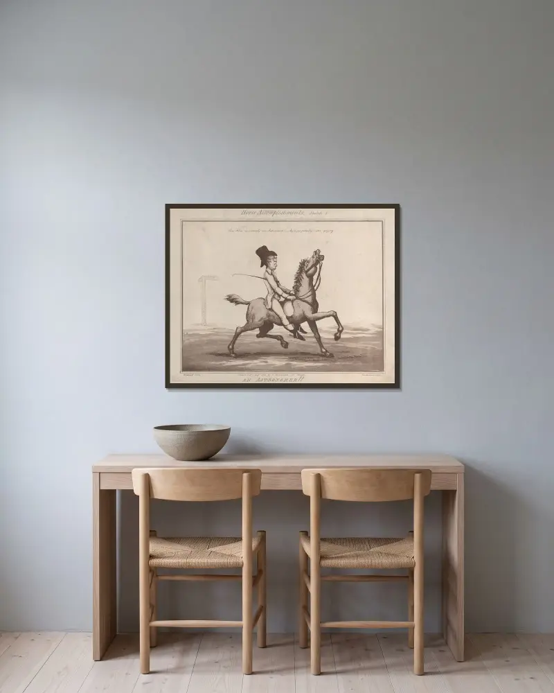 Skiss 1; En astronom !! av Thomas Rowlandson inramad på en vägg