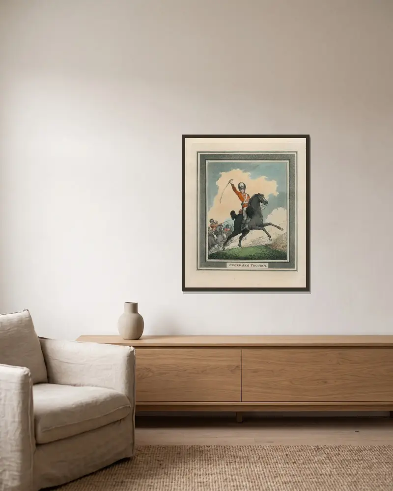Schwertarmschutz von Thomas Rowlandson gerahmt an einer Wand