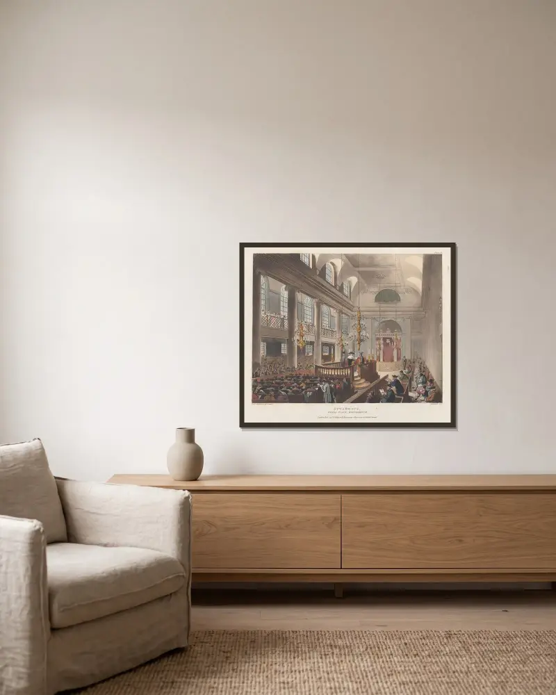 Synagogue von Thomas Rowlandson gerahmt an einer Wand