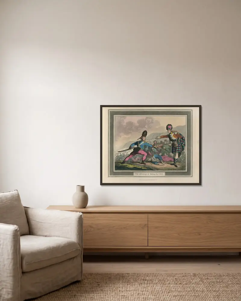 Fördelen med att skifta benet av Thomas Rowlandson inramad på en vägg