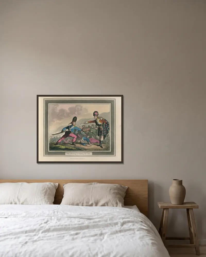 Fördelen med att skifta benet av Thomas Rowlandson inramad på en vägg