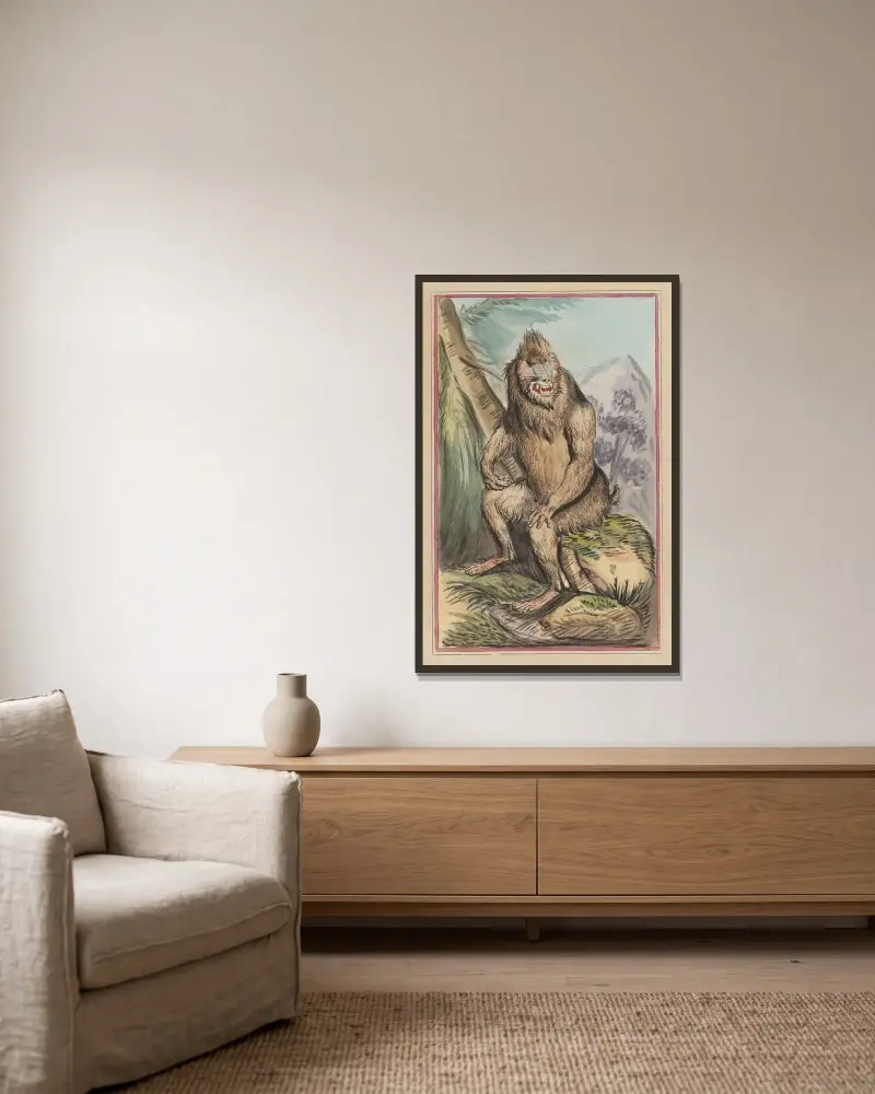 Der Pavian von Thomas Rowlandson gerahmt an einer Wand