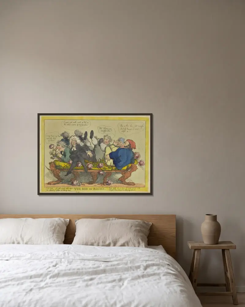 Rosenbädden av Thomas Rowlandson inramad på en vägg