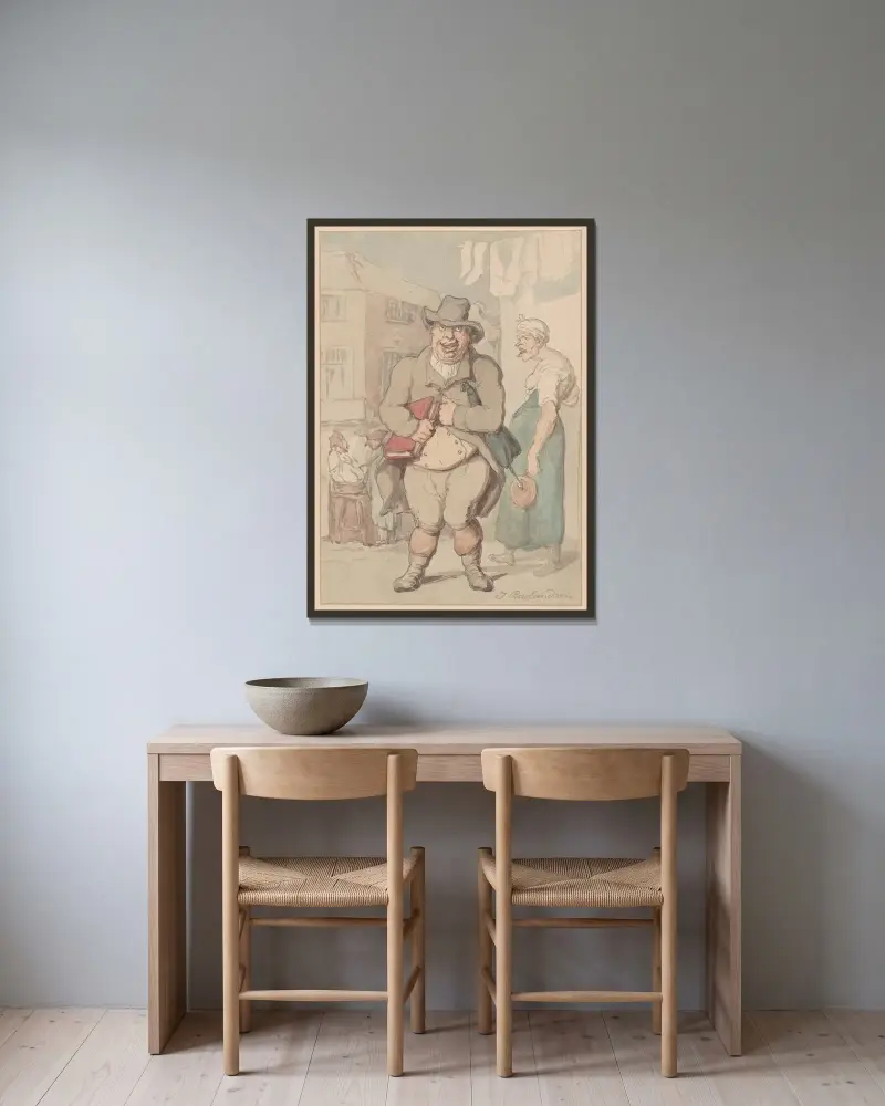 Der Rechnungseintreiber von Thomas Rowlandson gerahmt an einer Wand