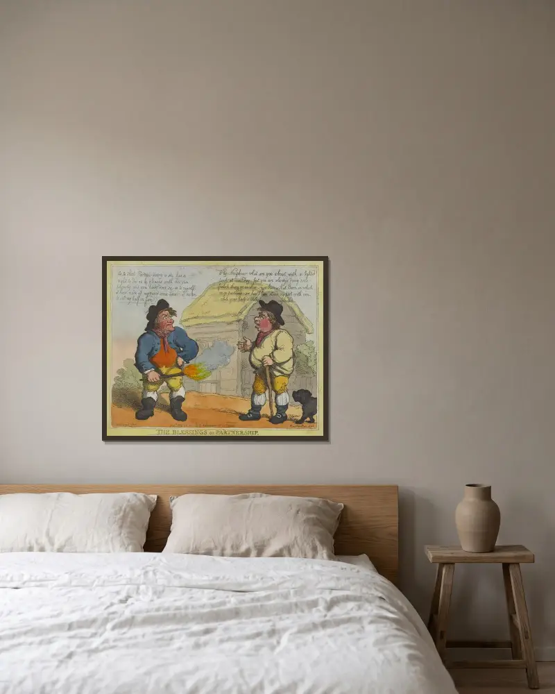 Samarbetets välsignelser av Thomas Rowlandson inramad på en vägg