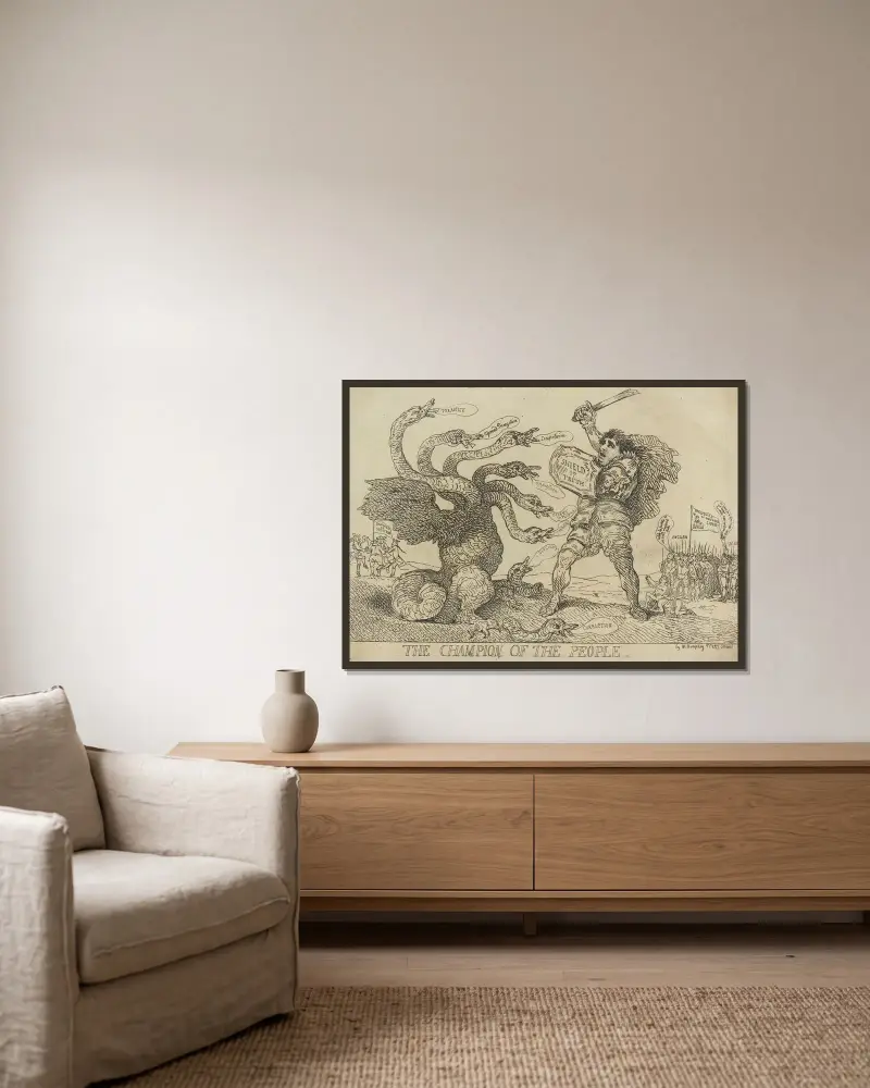 Folkets förkämpe av Thomas Rowlandson inramad på en vägg