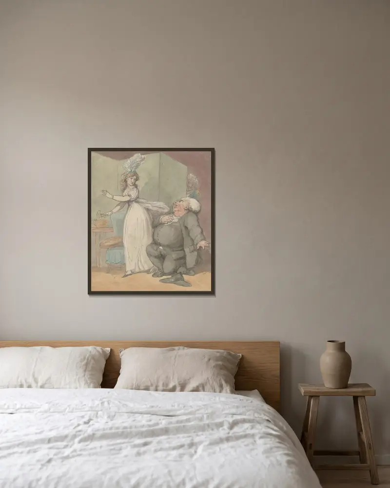 Prästens frieri av Thomas Rowlandson inramad på en vägg