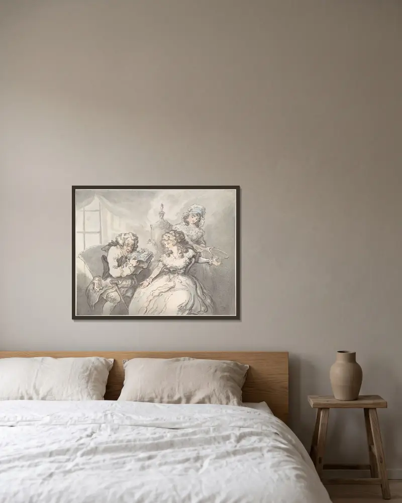 Konstkännaren av Thomas Rowlandson inramad på en vägg