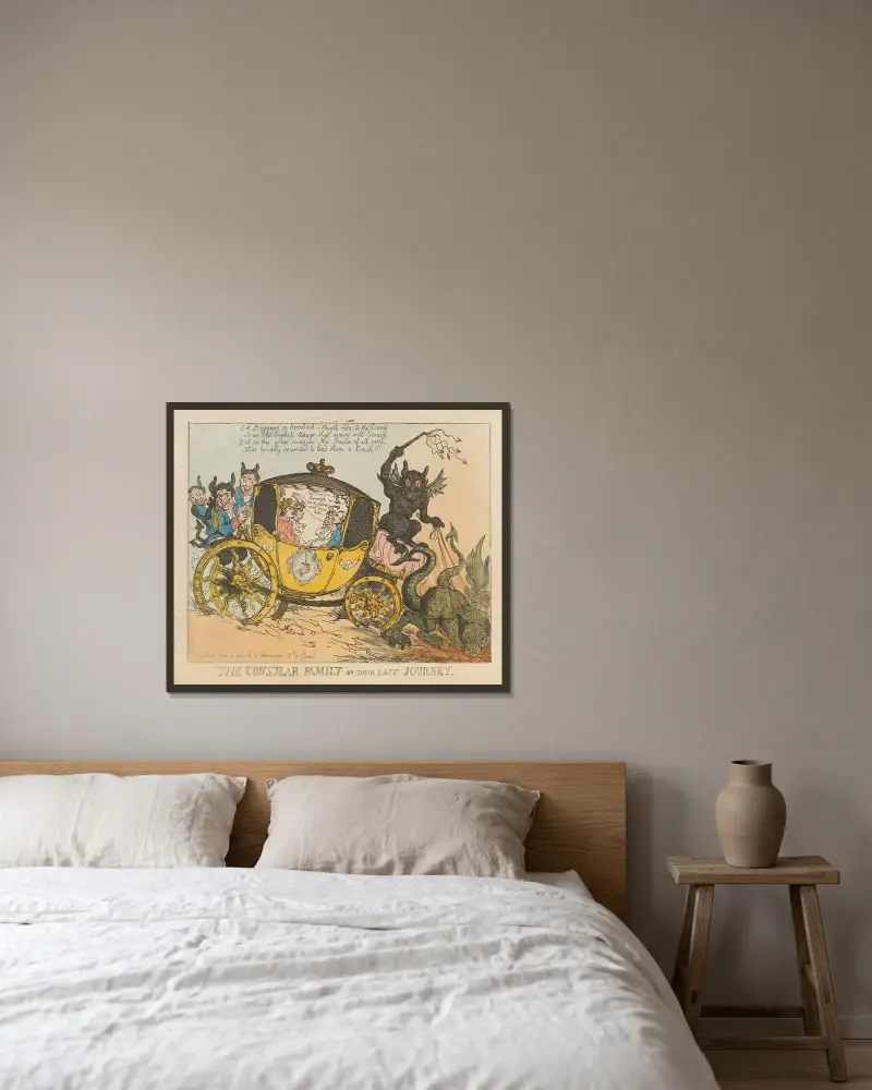 Konsulära familjen på sin sista resa av Thomas Rowlandson inramad på en vägg