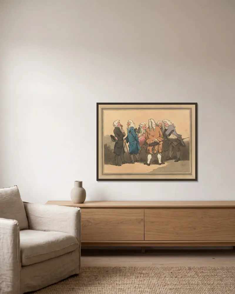 Konsultationen av Thomas Rowlandson inramad på en vägg