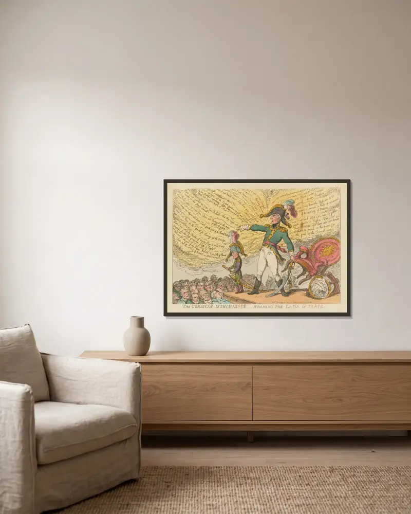 Korsikanen Münchhausen_Hummar grabbarna i Paris av Thomas Rowlandson inramad på en vägg