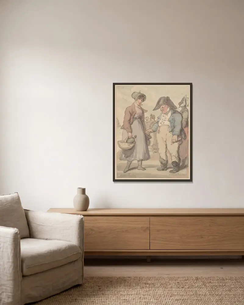 The customs inspector von Thomas Rowlandson gerahmt an einer Wand