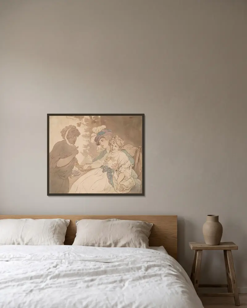 Spåkvinnan av Thomas Rowlandson inramad på en vägg