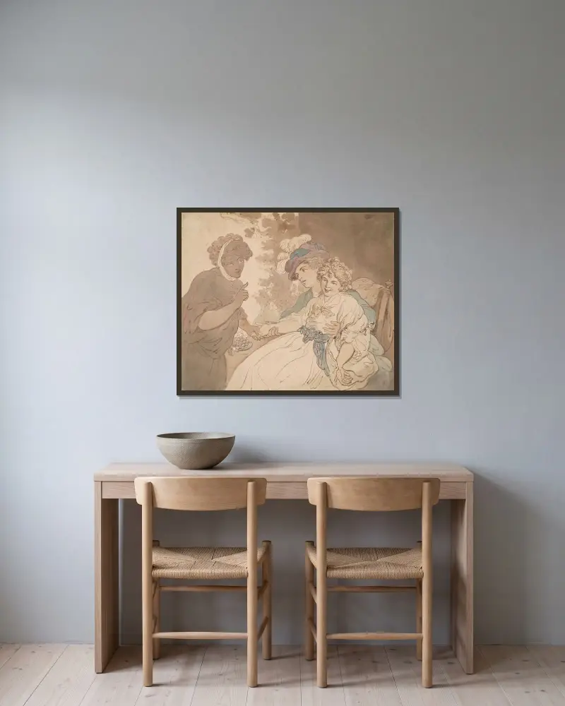 Spåkvinnan av Thomas Rowlandson inramad på en vägg