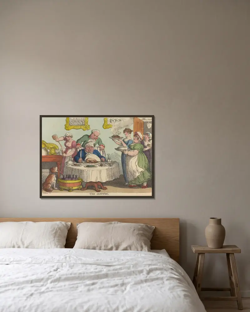 Frossaren av Thomas Rowlandson inramad på en vägg