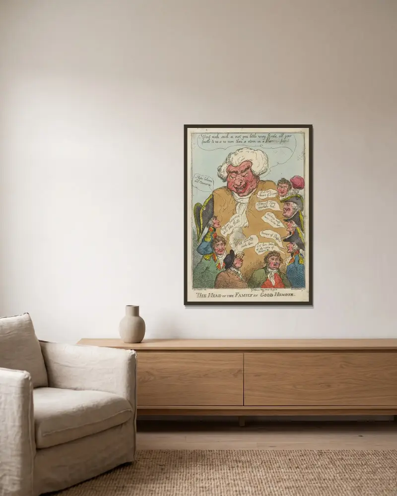 Familjefadern på gott humör av Thomas Rowlandson inramad på en vägg