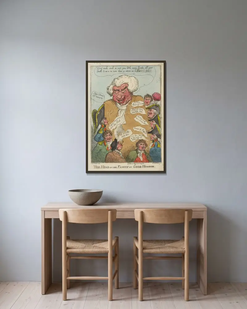 Familjefadern på gott humör av Thomas Rowlandson inramad på en vägg