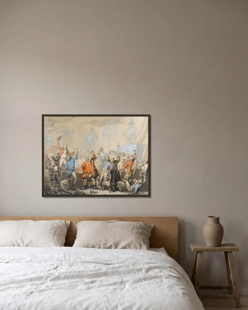 Das Jagdessen von Thomas Rowlandson gerahmt an einer Wand