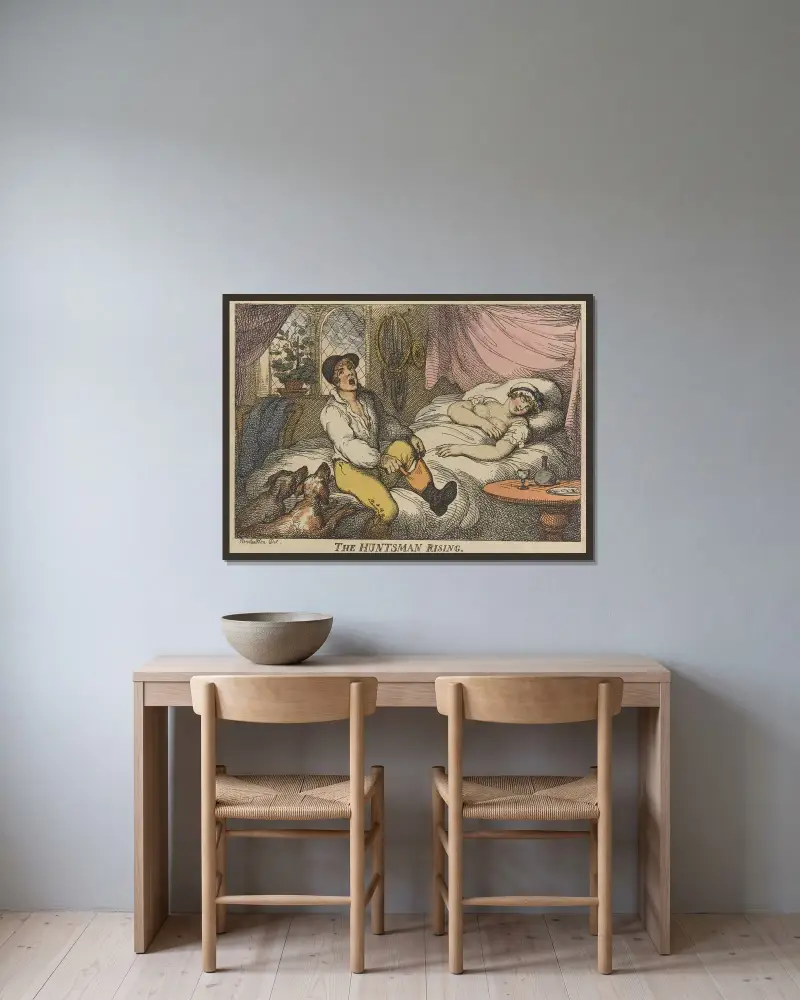 Jägaren stiger upp av Thomas Rowlandson inramad på en vägg