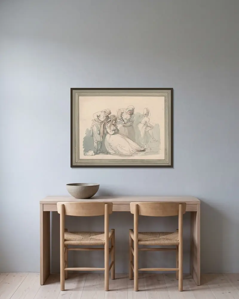 Morgondrinken av Thomas Rowlandson inramad på en vägg