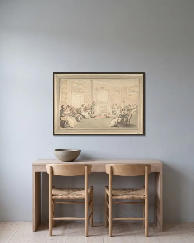 Mottagningen av Thomas Rowlandson inramad på en vägg
