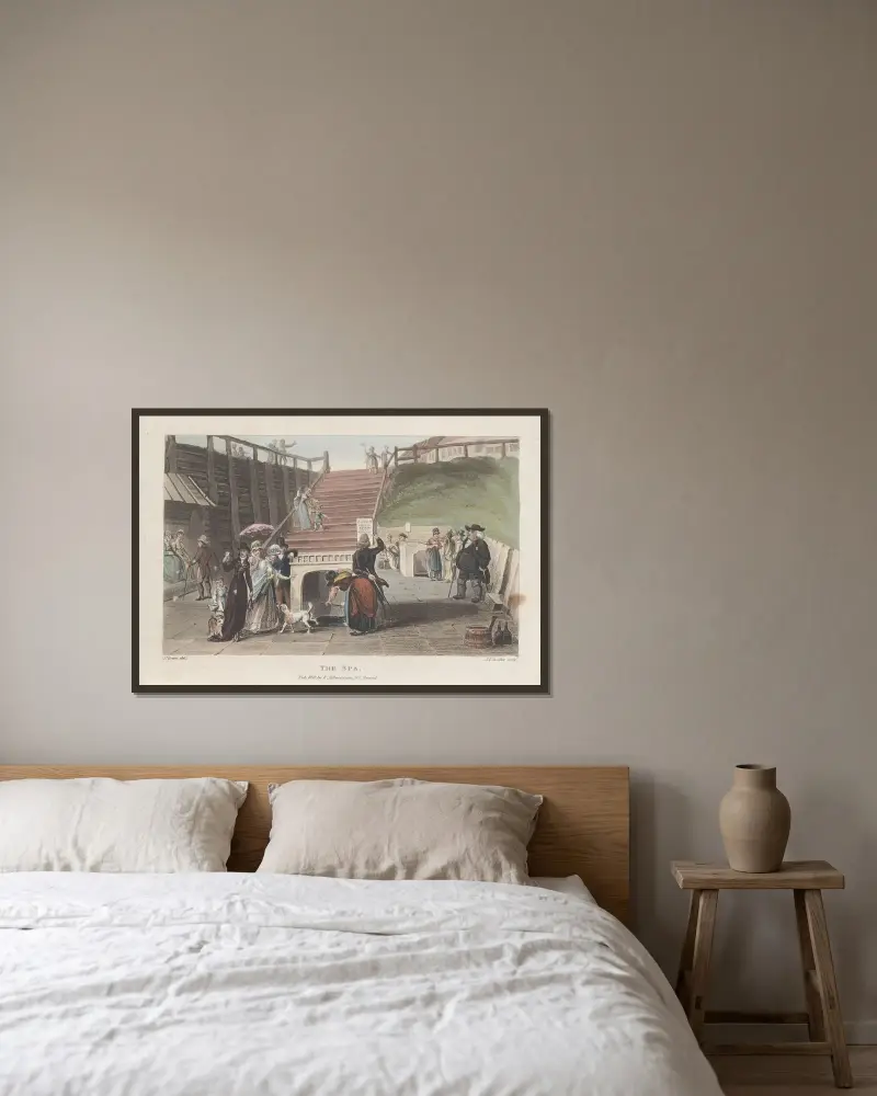 The Spa av Thomas Rowlandson inramad på en vägg